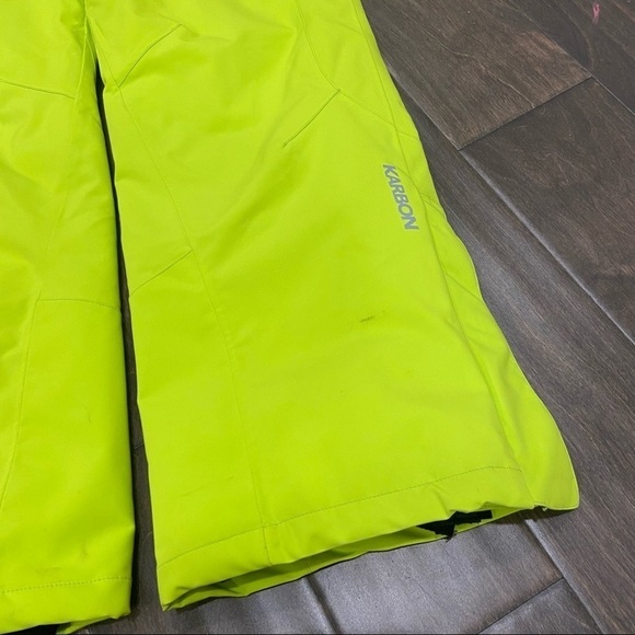 Karbon Neon Green Detachable Suspender Ski Pants and Jacket size Youth 14 - Picture 9 of 10
